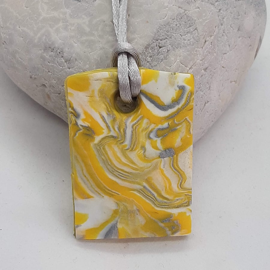 Yellow, white and grey rectangular pendant