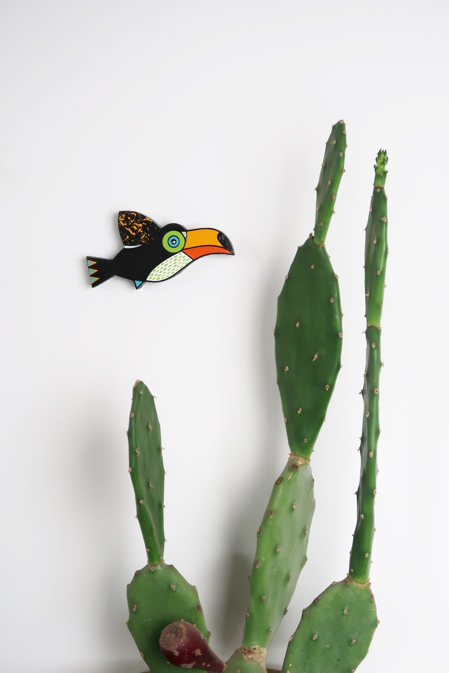 Wooden toucan wall hanging, jungle theme home decor.