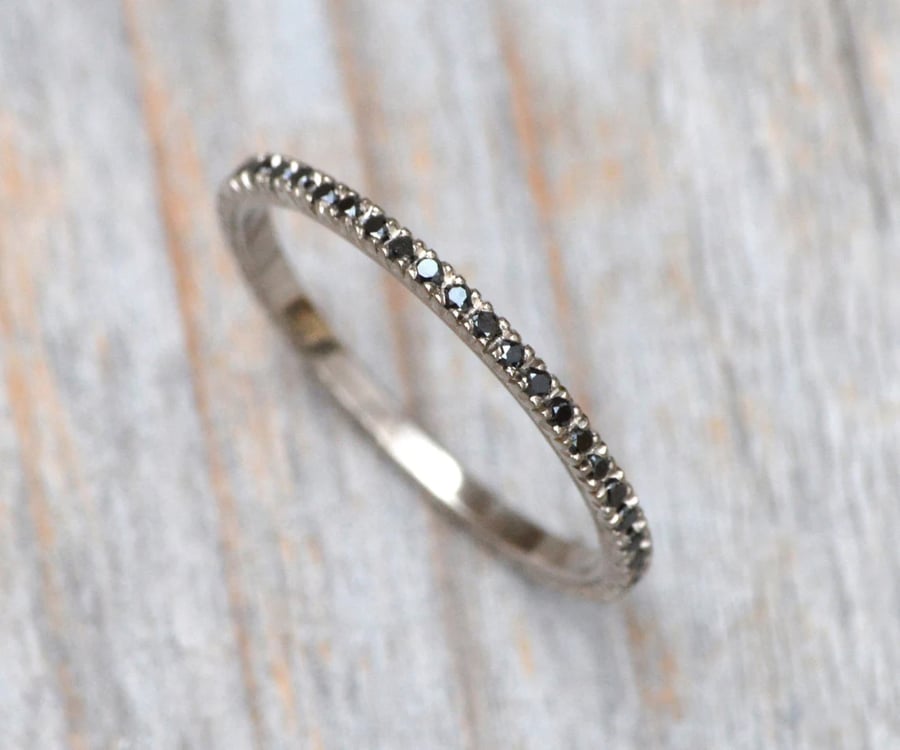 Black Diamond Eternity Ring in White Gold