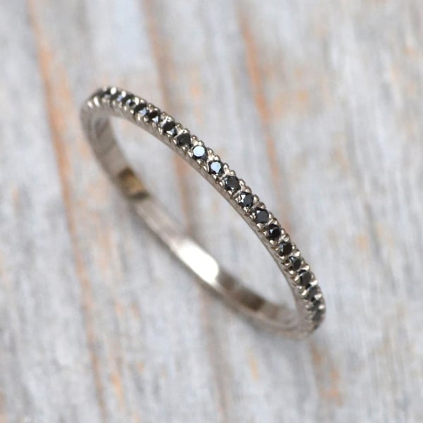 Black Diamond Eternity Ring in White Gold