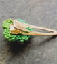 Green Crochet Flower Hair Clip With Glass Beaded Centre  - Image 8
