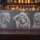 Engraved Three Reapers Whisky Slate – Gothic & Occult Barware