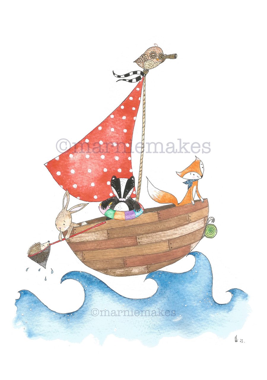 All At Sea - A5 Giclee Print