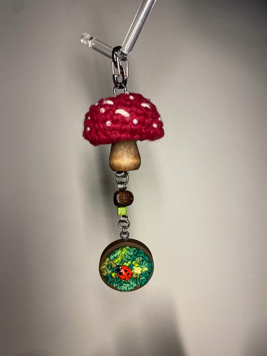 Handmade Mushroom & Ladybird Keychain  