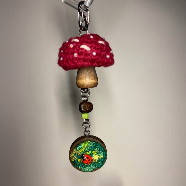 Handmade Mushroom & Ladybird Keychain  