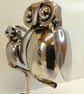 Mother & Baby Owl. Handcrafted Pair of Owls. Upcycled Cutlery Art. - Image 3