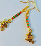 Halloween Witch Earrings Orange & Green Glass, Trick Or Treat, Halloween Costume - Image 4