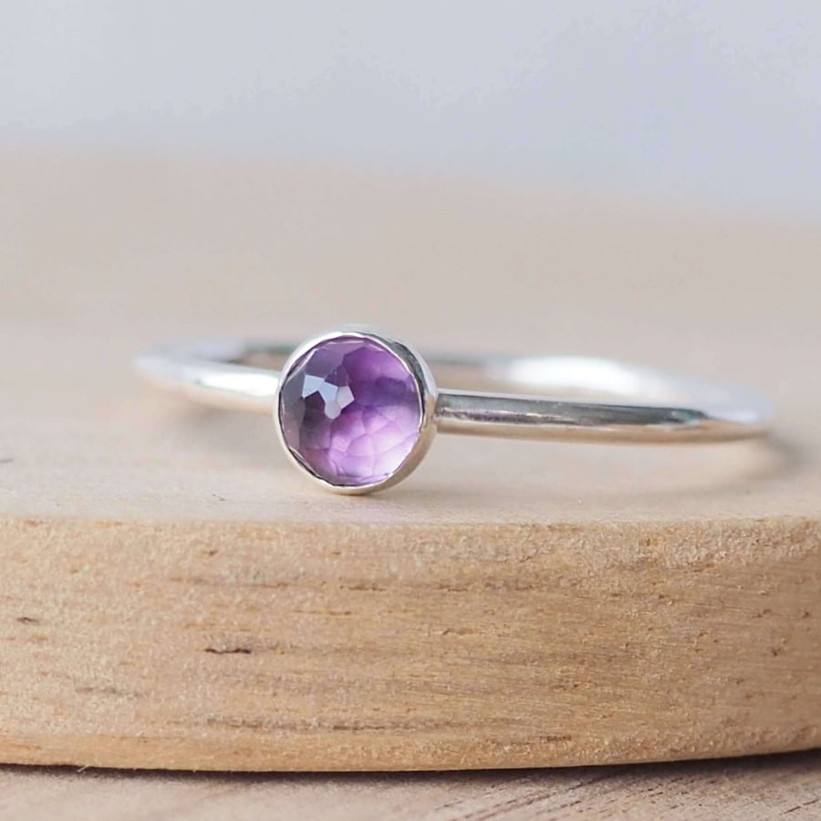 Amethyst Silver Ring, February Birthstone Jewellery, Sterling Silver Purple Ring