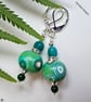 Huggie Hand Made Polymer Clay Beads, Agate & Quartzite Earrings