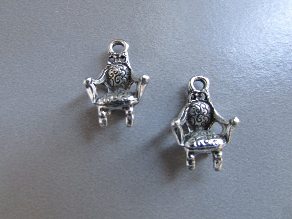 Silver Chair Tibetan Jewellery Charm x 2