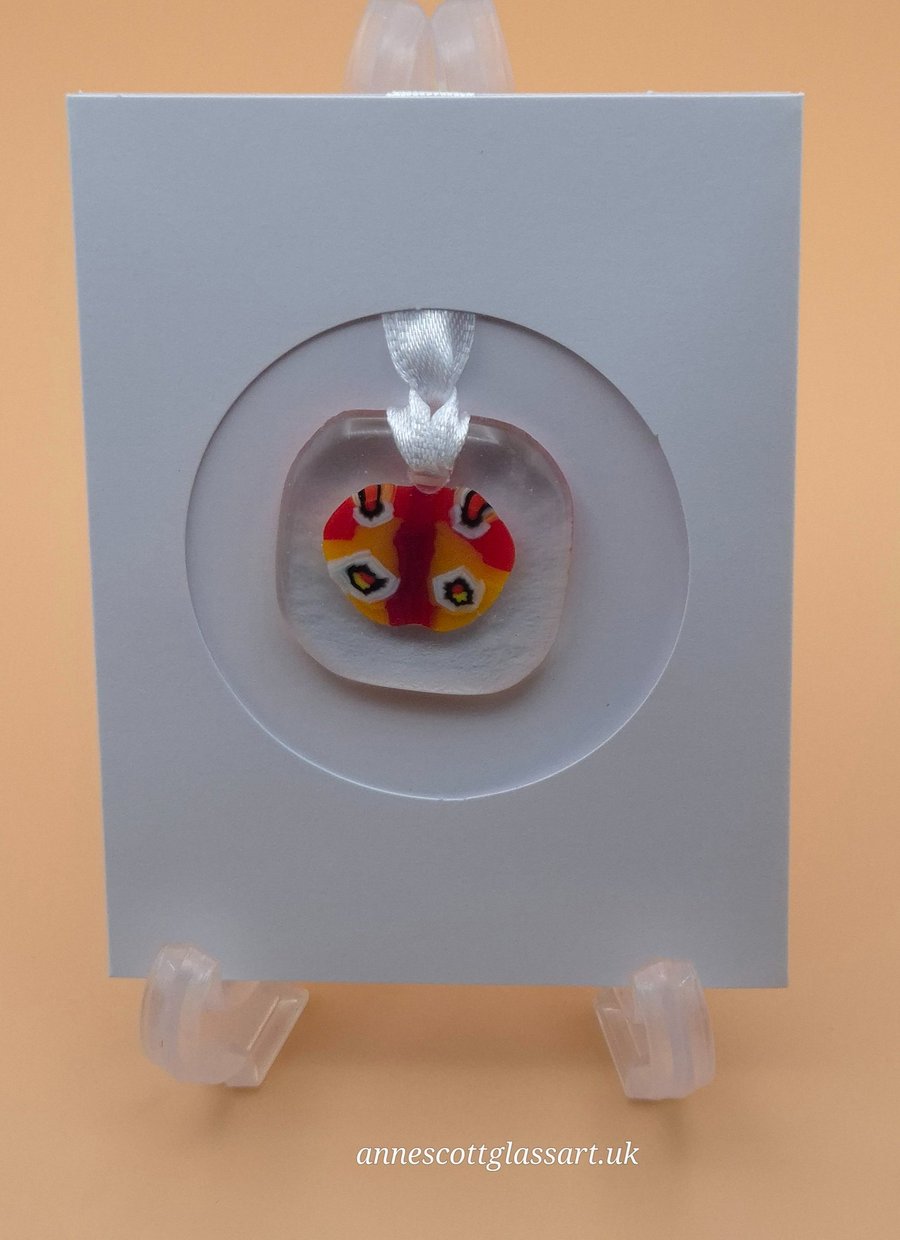 Butterfly on Clear Fused Glass Card