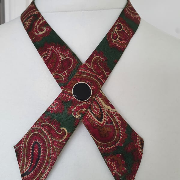 red forest - upcycled vintage crossover tie