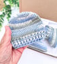 Crochet Baby Hat & Booties Set - Blue & Green Variegated Yarn - Image 4