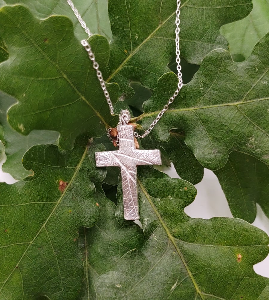 Growth in Faith, leaf print crucifix