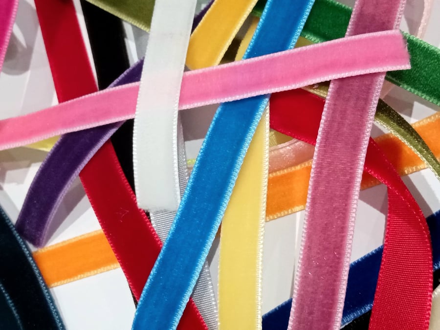 Velvet Ribbons, all colour packs, 10mm, 