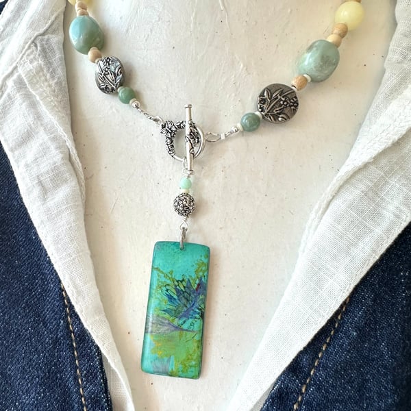 Cornflower Mixed Media Pendant