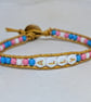 Trans ally bead and gold leather bracelet, LGBTQ - Image 2