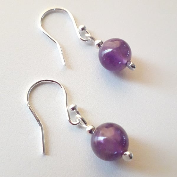 Amethyst earrings sterling silver February birthstone