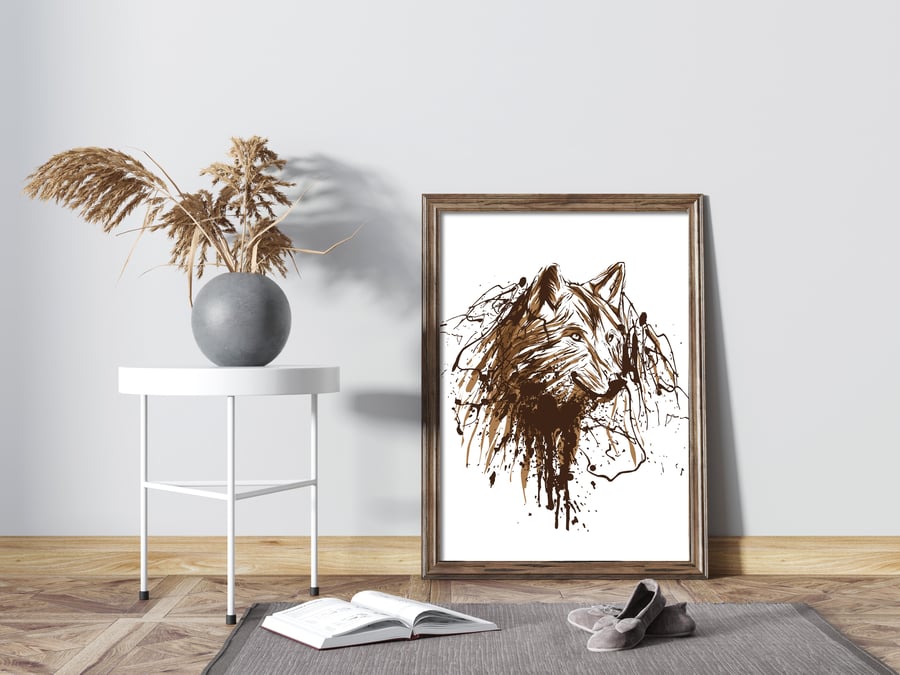 Wolf print, Wolf sketch, wolf wall art, wolf poster, gift for wolf lovers