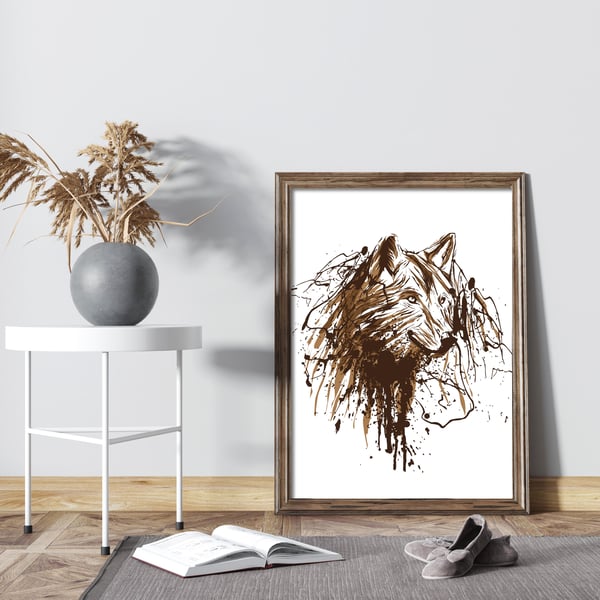 Wolf print, Wolf sketch, wolf wall art, wolf poster, gift for wolf lovers