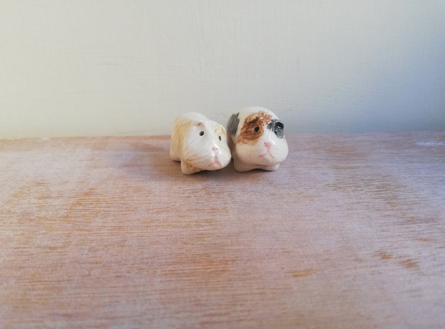 Guinea pig figurine in handmade ceramic choice of 2 ooak 