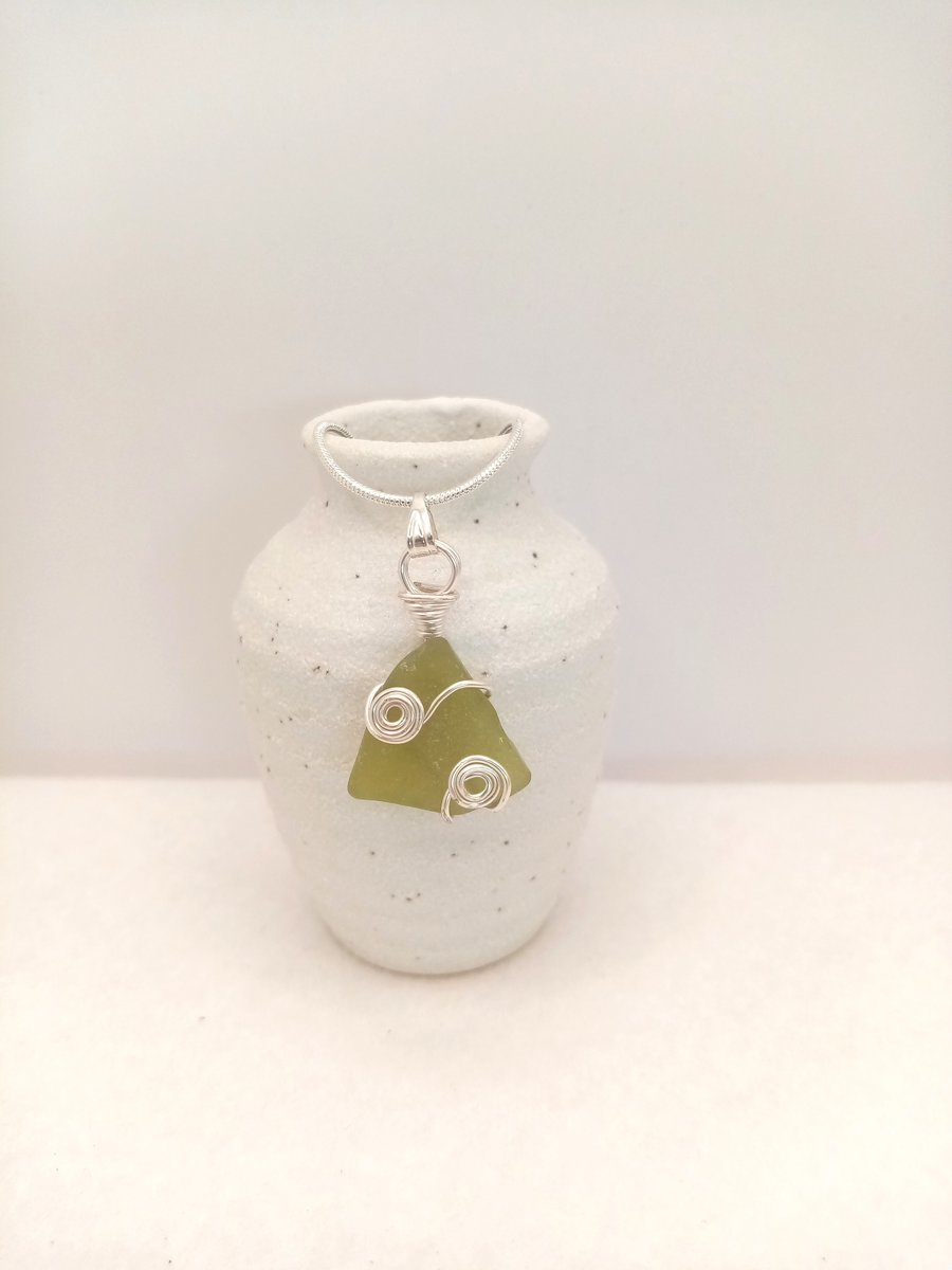 Wire Wrapped Sea Glass Necklace, Sea Glass, Gifts for her, Free Postage