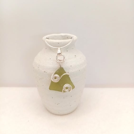 Wire Wrapped Sea Glass Necklace