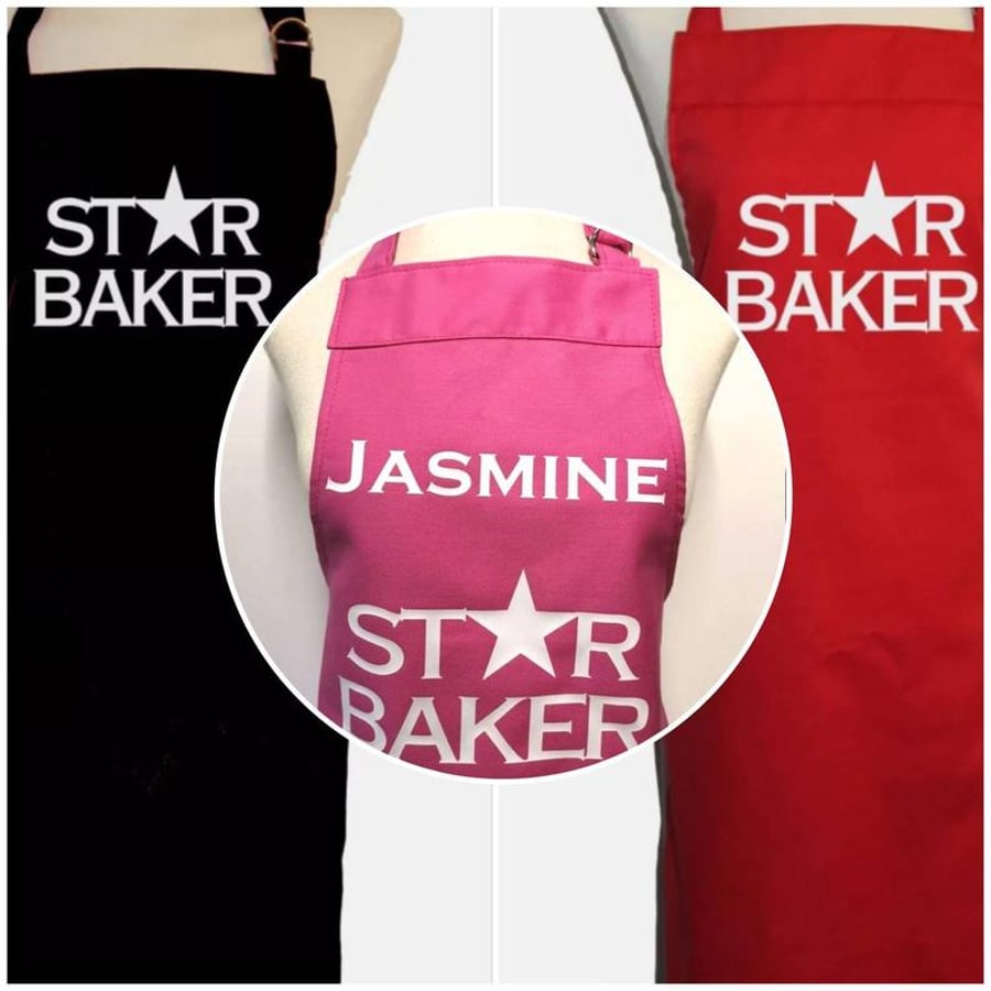 9 - 12 yrs star baker personalised apron , made in England 