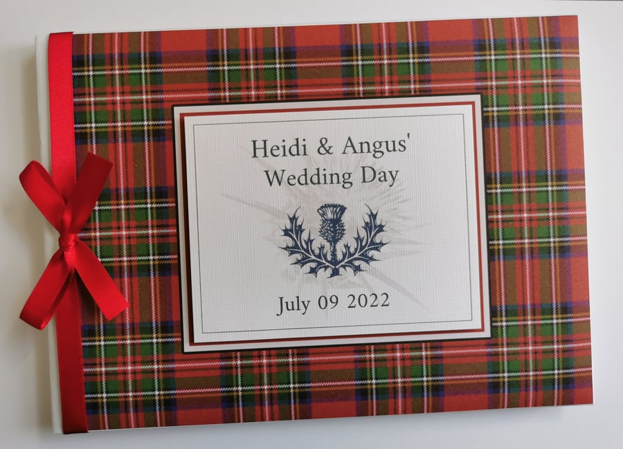 Scottish Royal Stewart tartan wedding guest book, gift