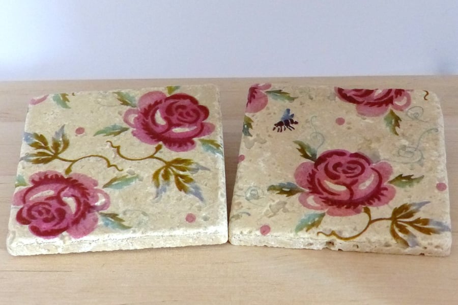Marble Rose Coasters