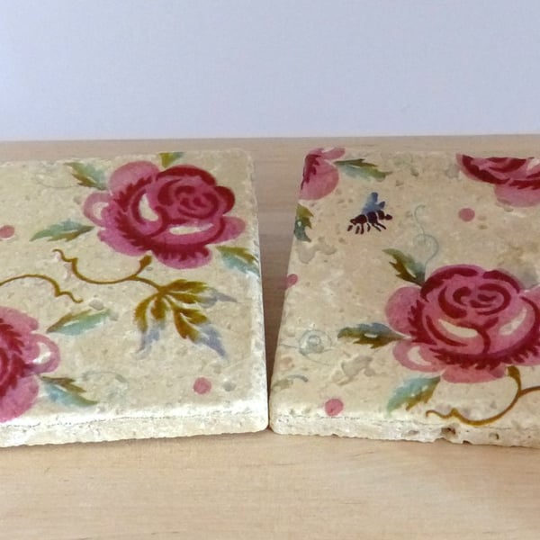 Marble Rose Coasters