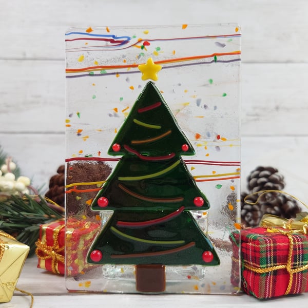 Sparkly Green Christmas Tree Tealight Holder