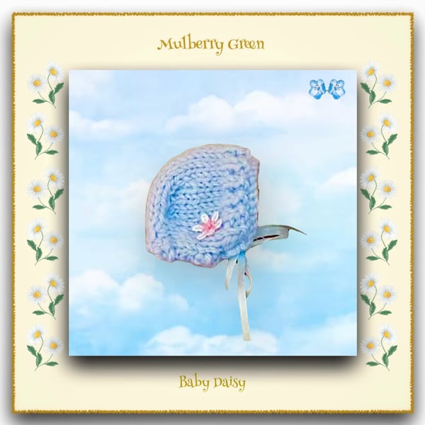 Blue Embroidered Bonnet to fit Baby Daisy 