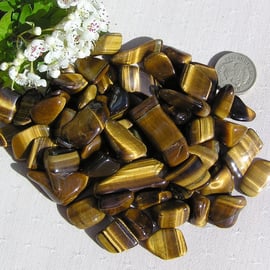 10 Gold Tiger Eye Crystal Polished Tumblestones