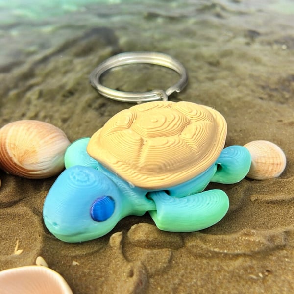 Baby Turtle Keychain 3D Printed Cute Keyring Turtle Fidget Toy Keyring 