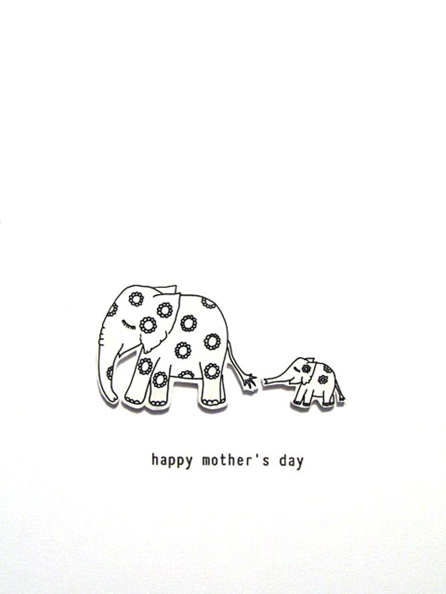 mother's day card - elephants - handmade card