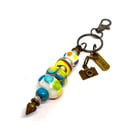Handmade Bright Polka-Dot Lamp-work Glass Bead Bag Charm Keyring  Unique Gift 