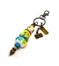 Handmade Bright Polka-Dot Lamp-work Glass Bead Bag Charm Keyring  Unique Gift 