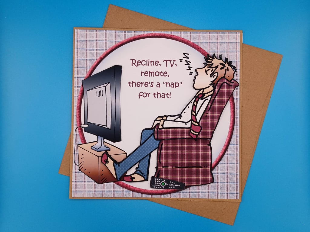 Funny Father's Day Card, 8x8inches, 20x20cms, Decoupage, Handmade