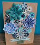 Blue flowers Happy Birthday luxury handmade keepsake card - For best Friend-Mum