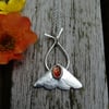 Midsummer moth with sunstone recycled silver pendant