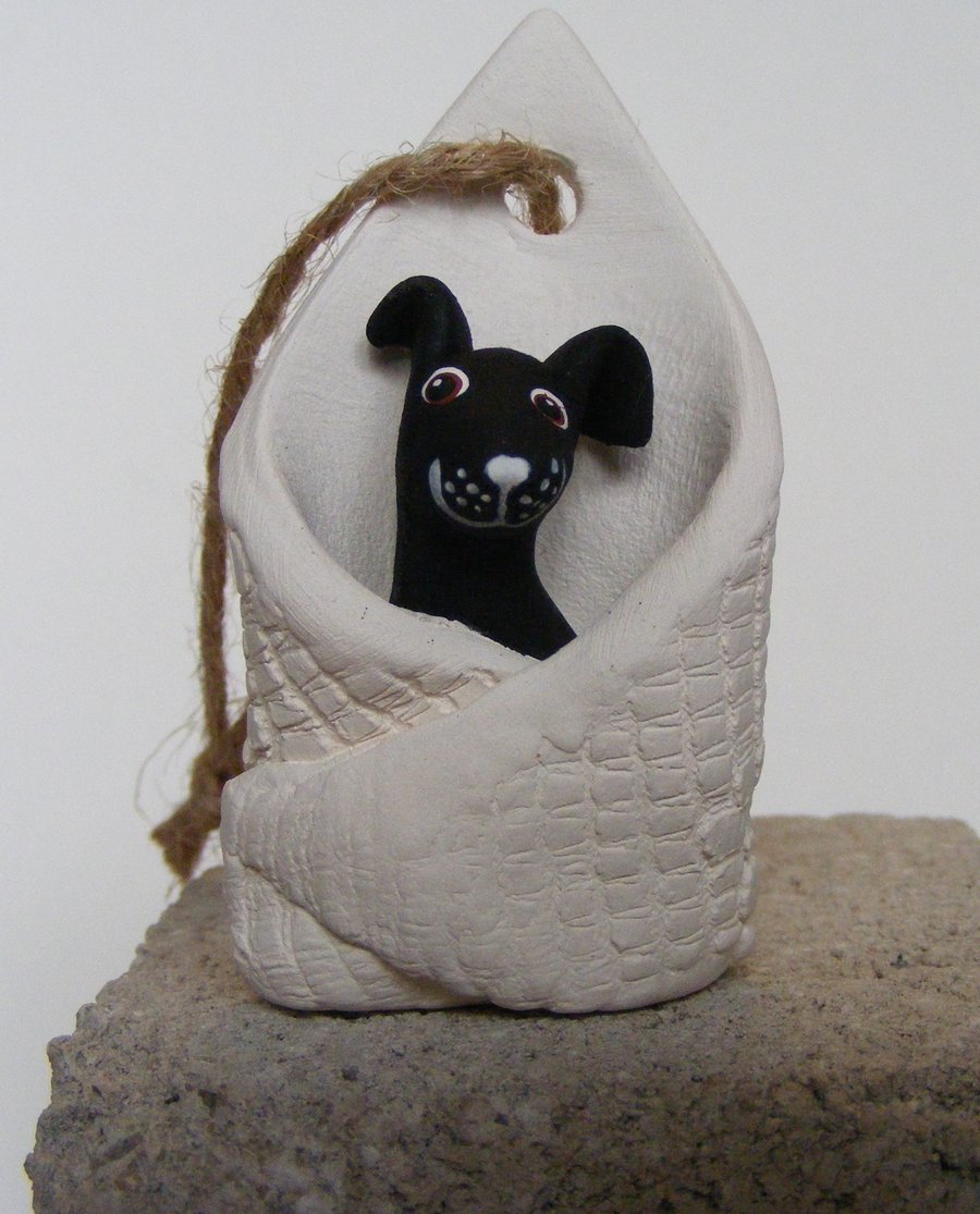 Black dog in a blanket (2)