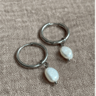 Hypoallergenic pearl hoop earrings, minimalist jewellery, gift for her
