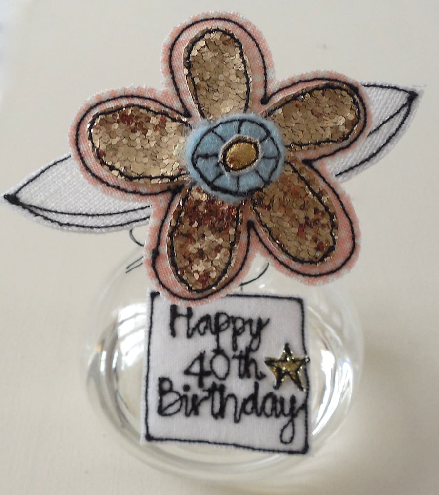 Special Order for Linda - A Flower in a Bottle - Happy 40th Birthday
