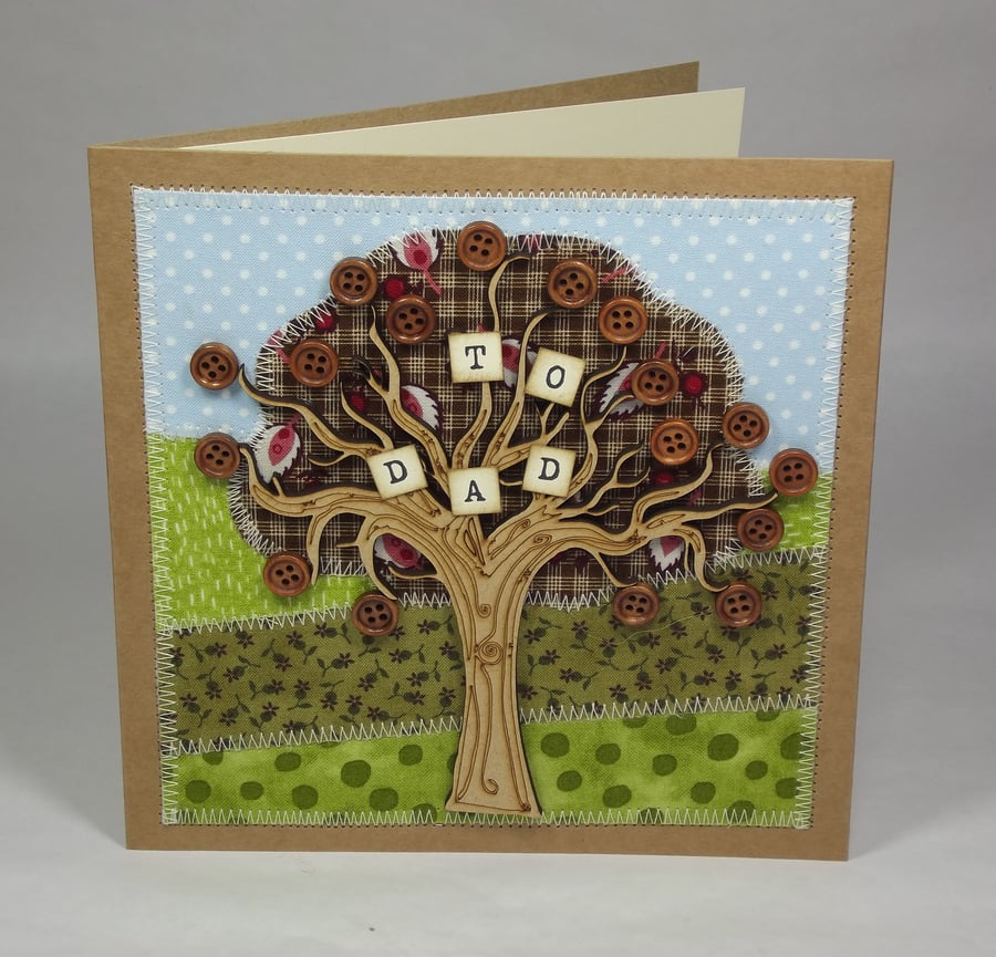 To Dad Fabric Greetings Card