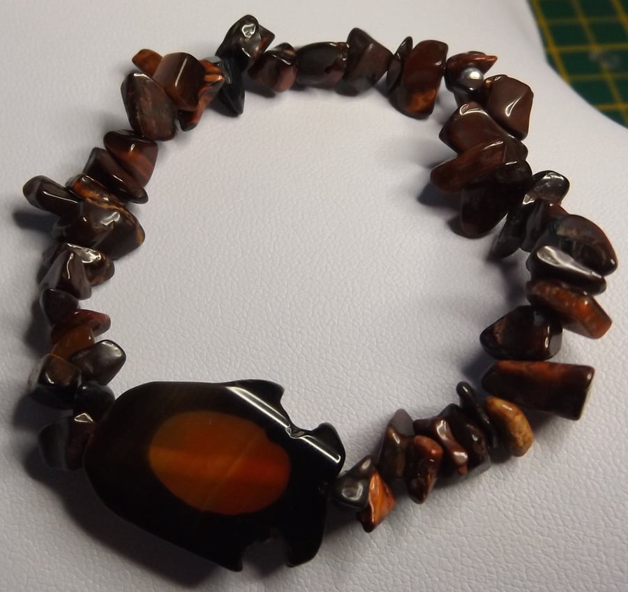 penguin agate charm with red tigers eye bracelet
