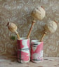 Ceramic mini cups,shot glasses, bud vases mismatched pair,rustic pair of