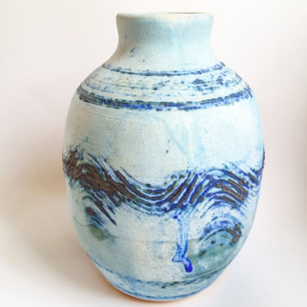 Ceramic Vase in pale turquoise glazes 