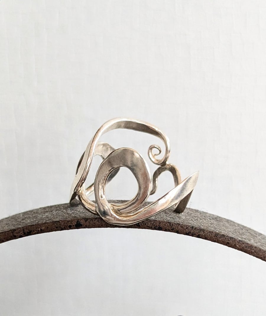 Swirly Art Nouveau Inspired Sterling Silver Ring