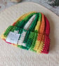 Crochet Hat Beanie Red & Green Age 6-12 Months